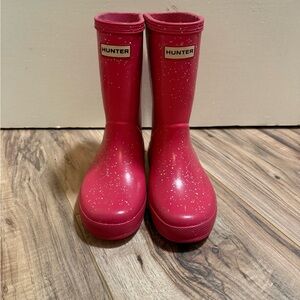 Hunter Pink Glitter Rain Boots Girls 12